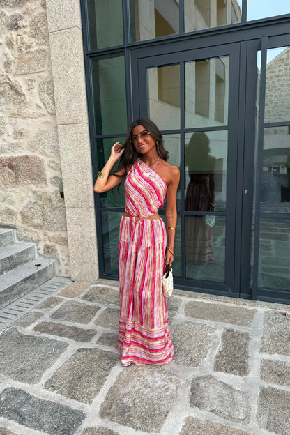 Long Rose-Toned Dress with Cut-Out Detail hi
