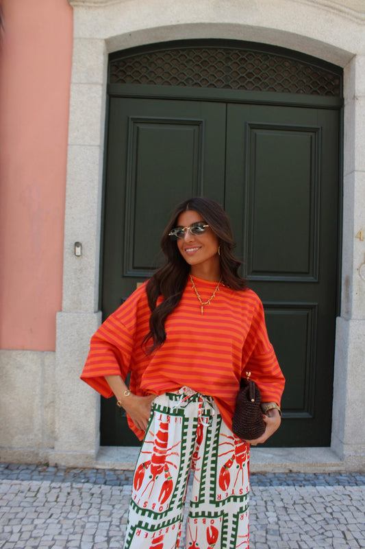 Orange & Red Striped T-shirt