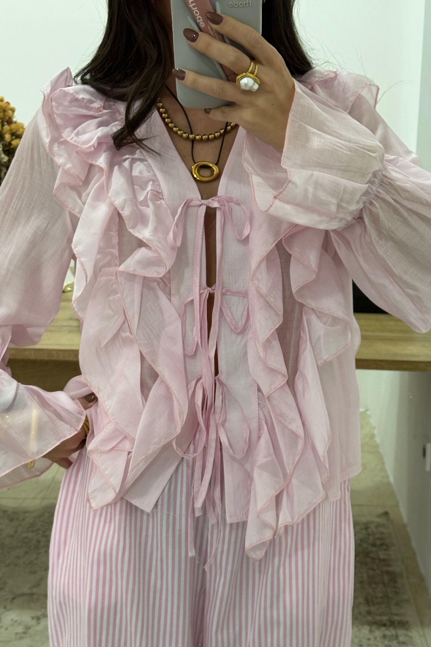 Ruffled Blouse in Pink