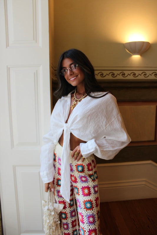Breezy Linen Cropped Shirt