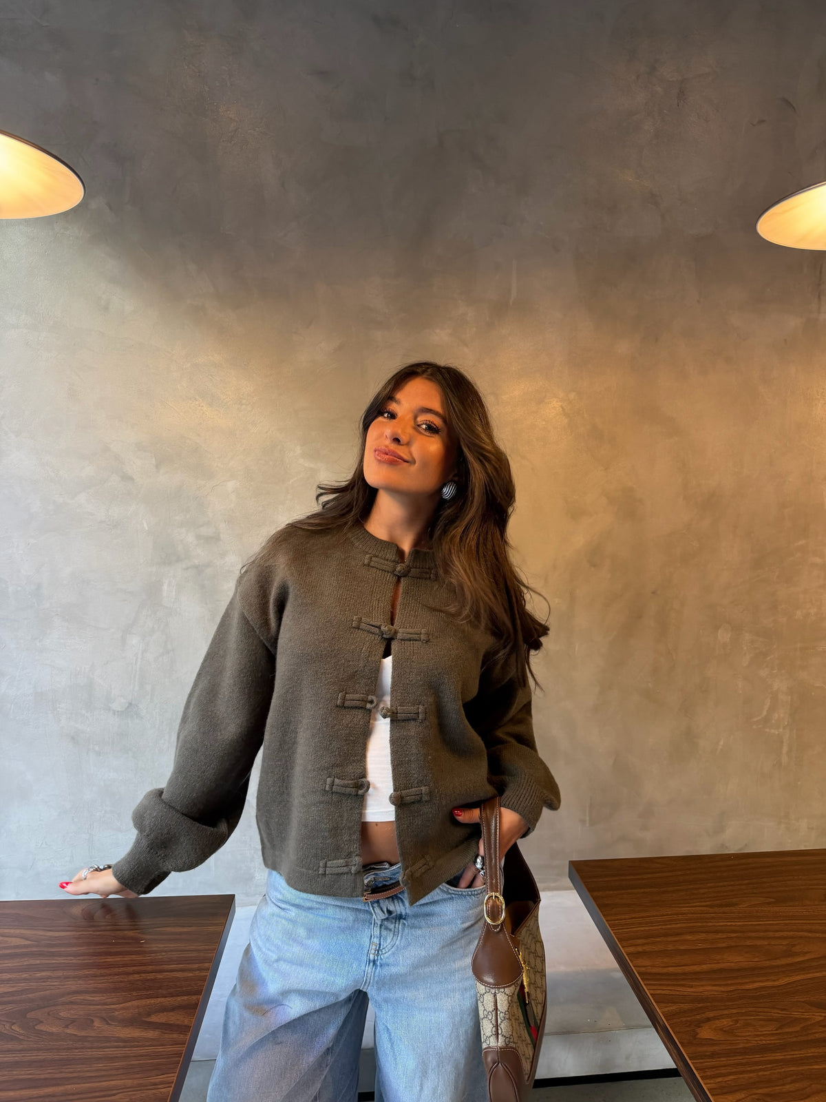 Khaki Toggle Cardigan