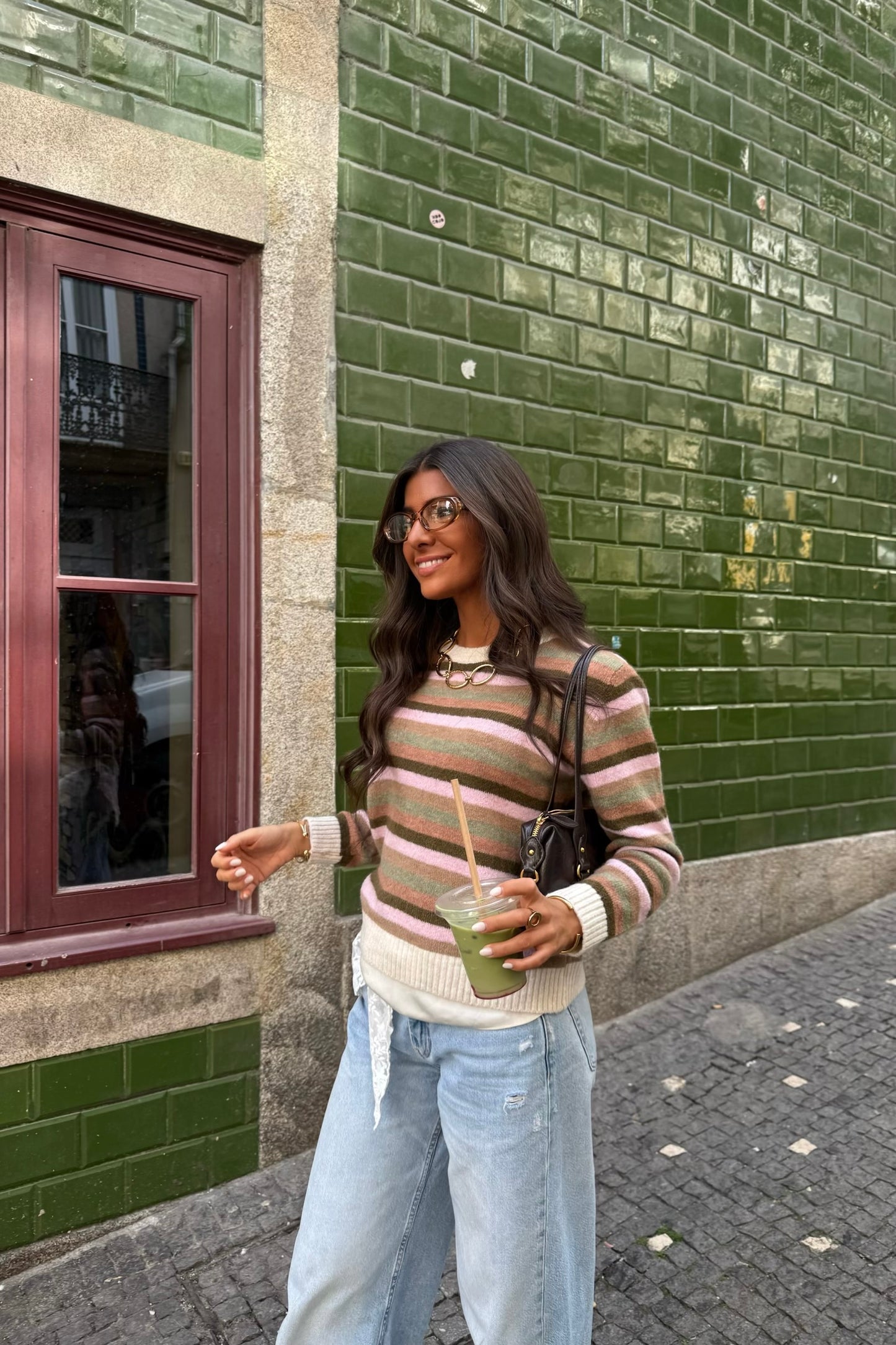 Pastel Striped Sweater in Green & Pink