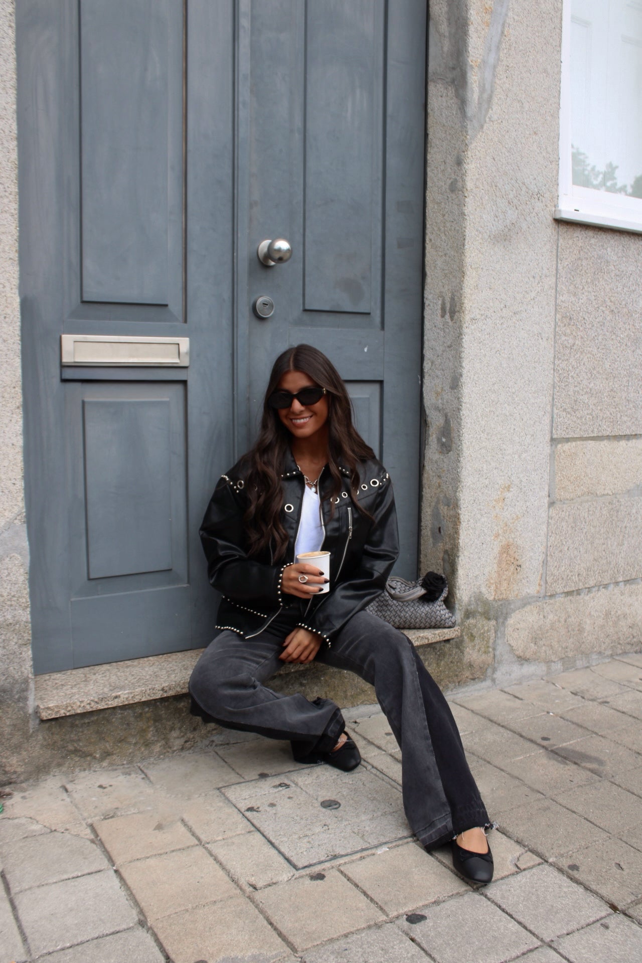 Studded Eyelet Jacket in Black