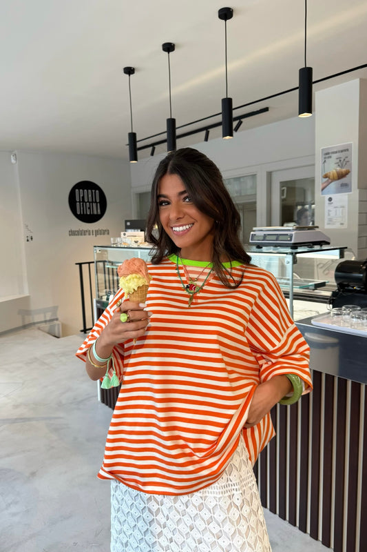 Orange Striped T-shirt with a Touch of Green (Pre-order | shipping on June 11)