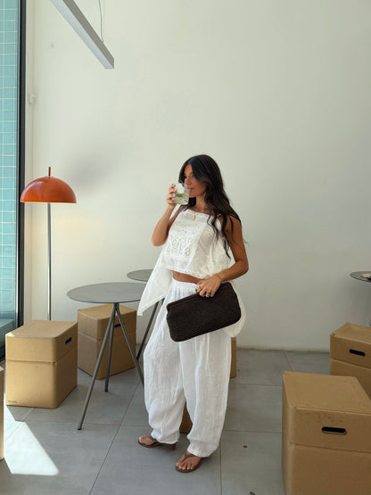 White Embroidered Panel Top