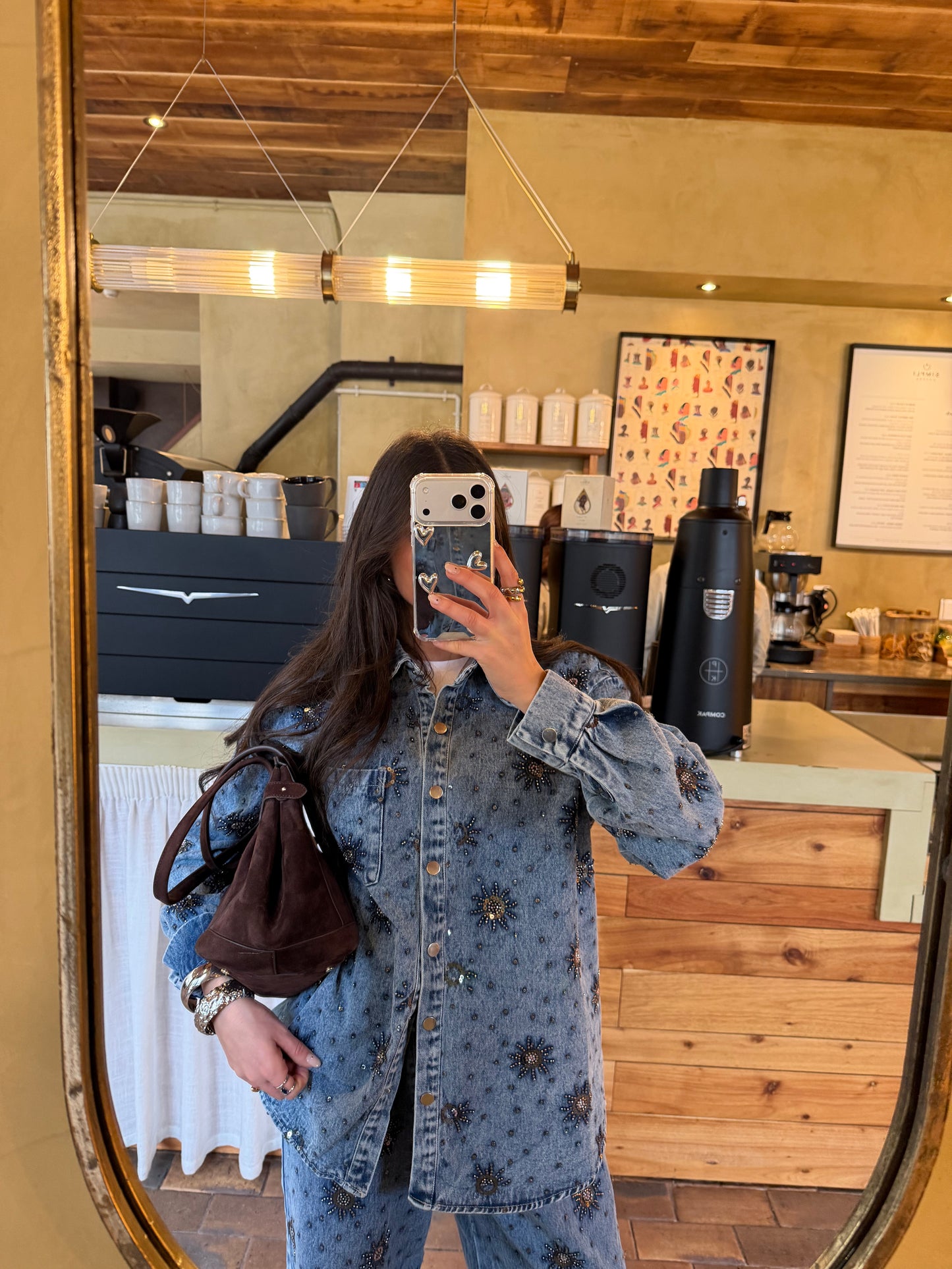 Denim Co-Ord with All-Over Embroidery