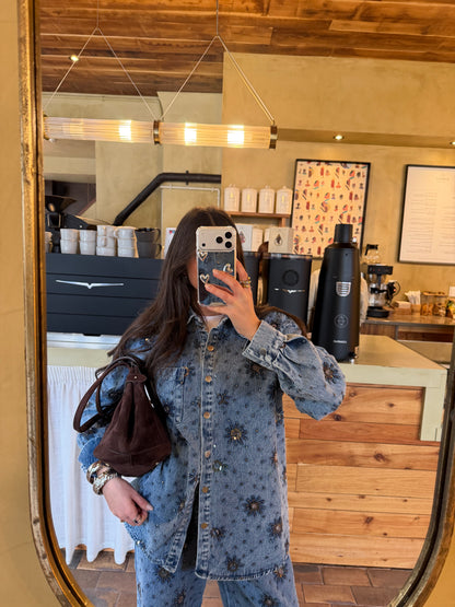 Denim Co-Ord with All-Over Embroidery