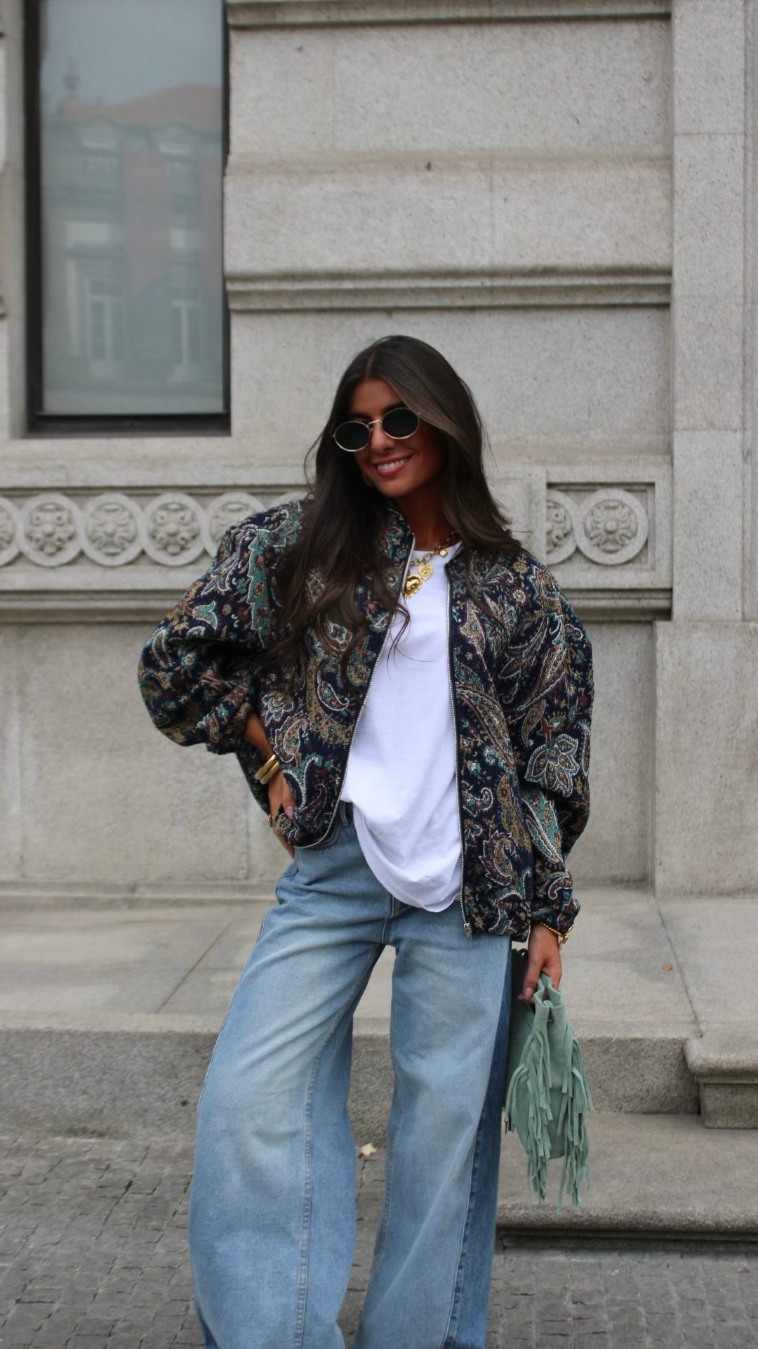Paisley Bomber Jacket - Blue Tones
