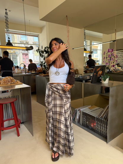 Mocha Plaid Skirt