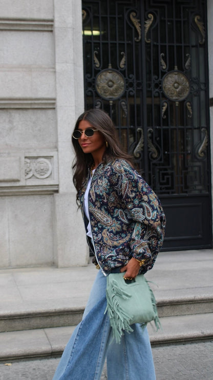 Paisley Bomber Jacket - Blue Tones