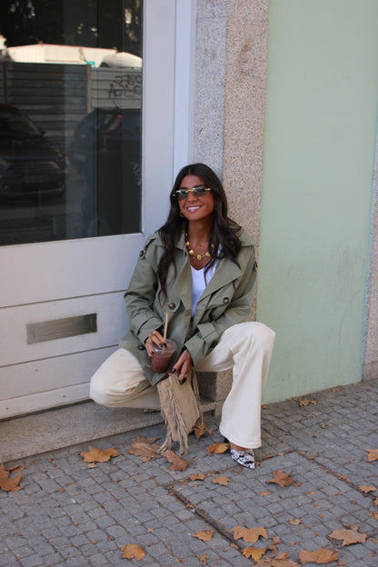 Sage Green Cropped Trench