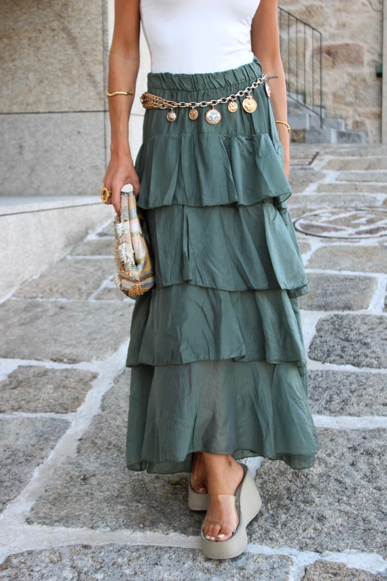 Sage Green Layered Skirt