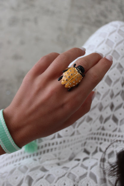 Orange Ladybug Ring
