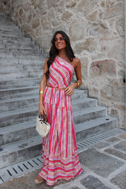 Long Rose-Toned Dress with Cut-Out Detail hi