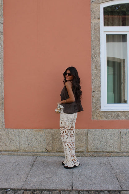 Crochet Pants In Beige