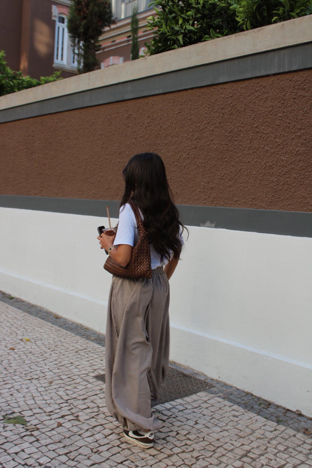 Brown Vichy Balloon Pants
