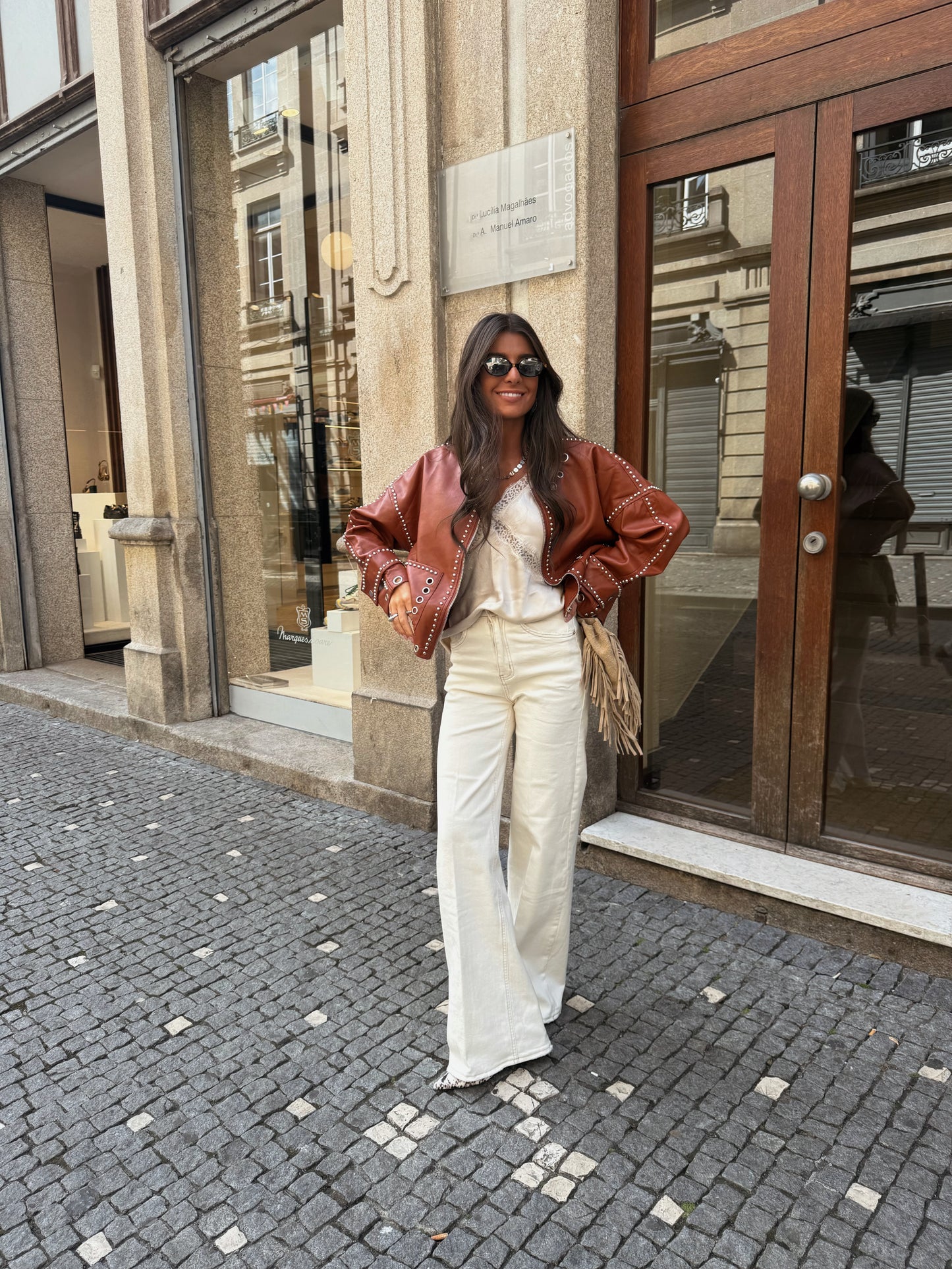 Studded Eyelet Jacket in Terracotta