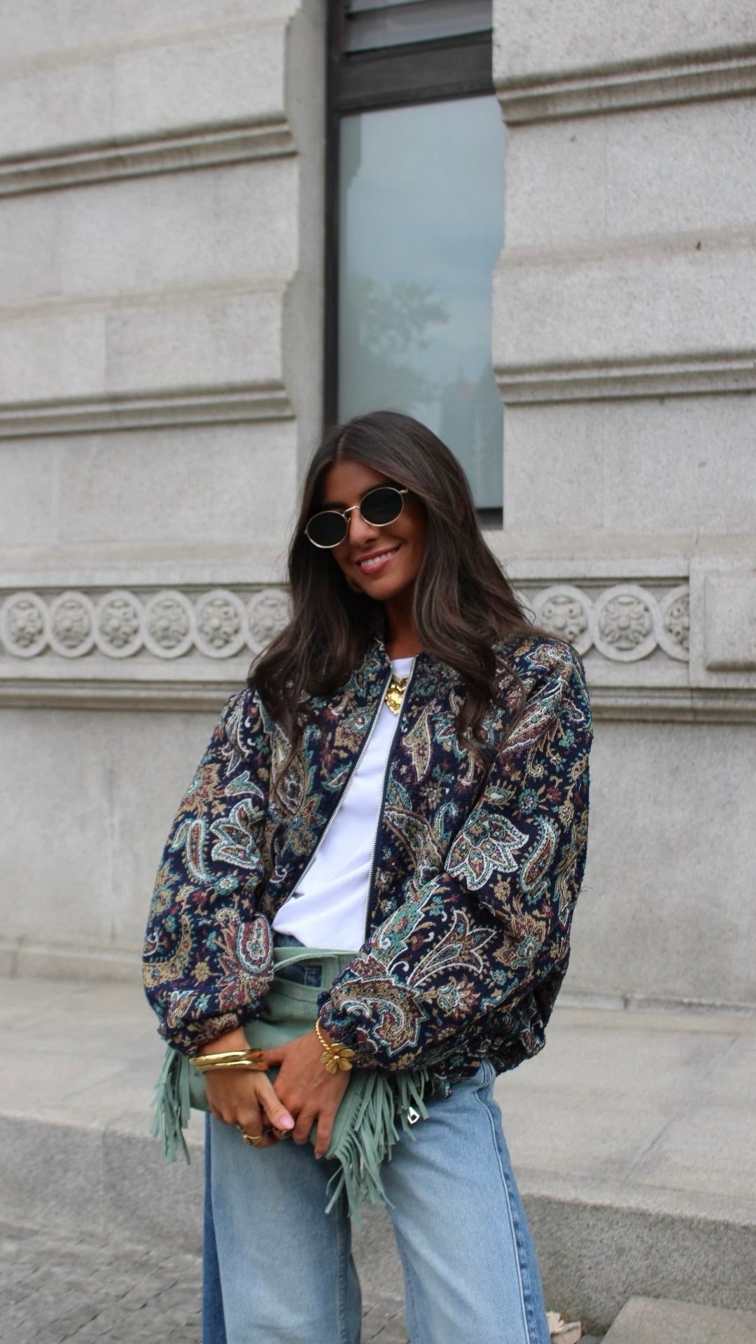Paisley Bomber Jacket - Blue Tones
