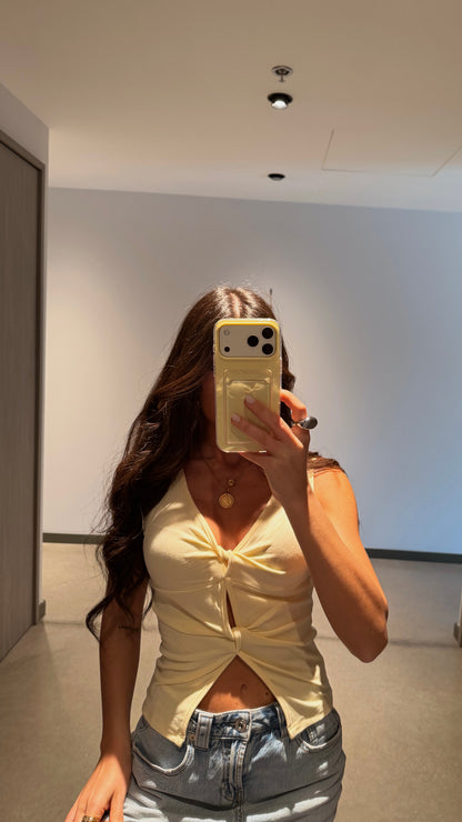 Butter Yellow Knot Top