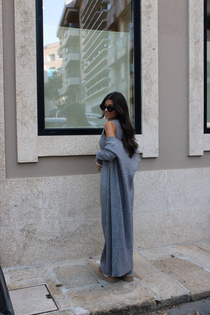 CONJUNTO MALHA CANELADA CINZA