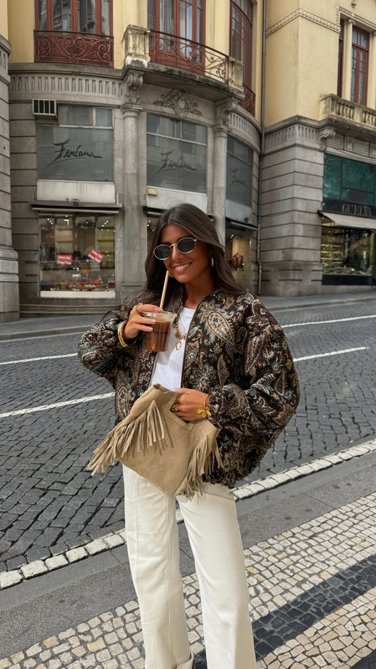 Paisley Bomber Jacket - Brown Tones