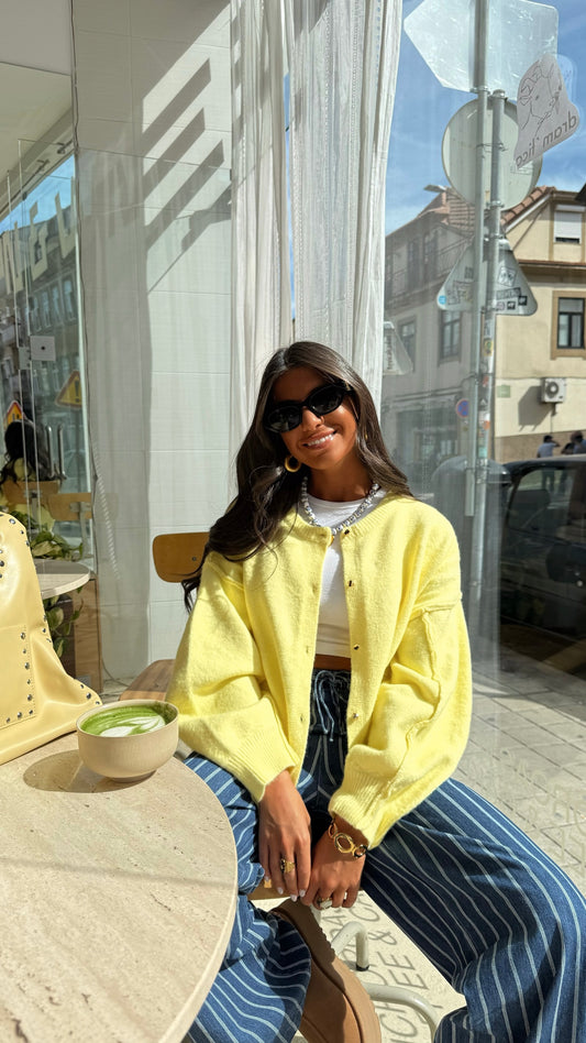 Yellow Alpaca Blend Cardigan