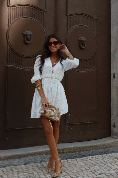 White Dress with Embroidered Details
