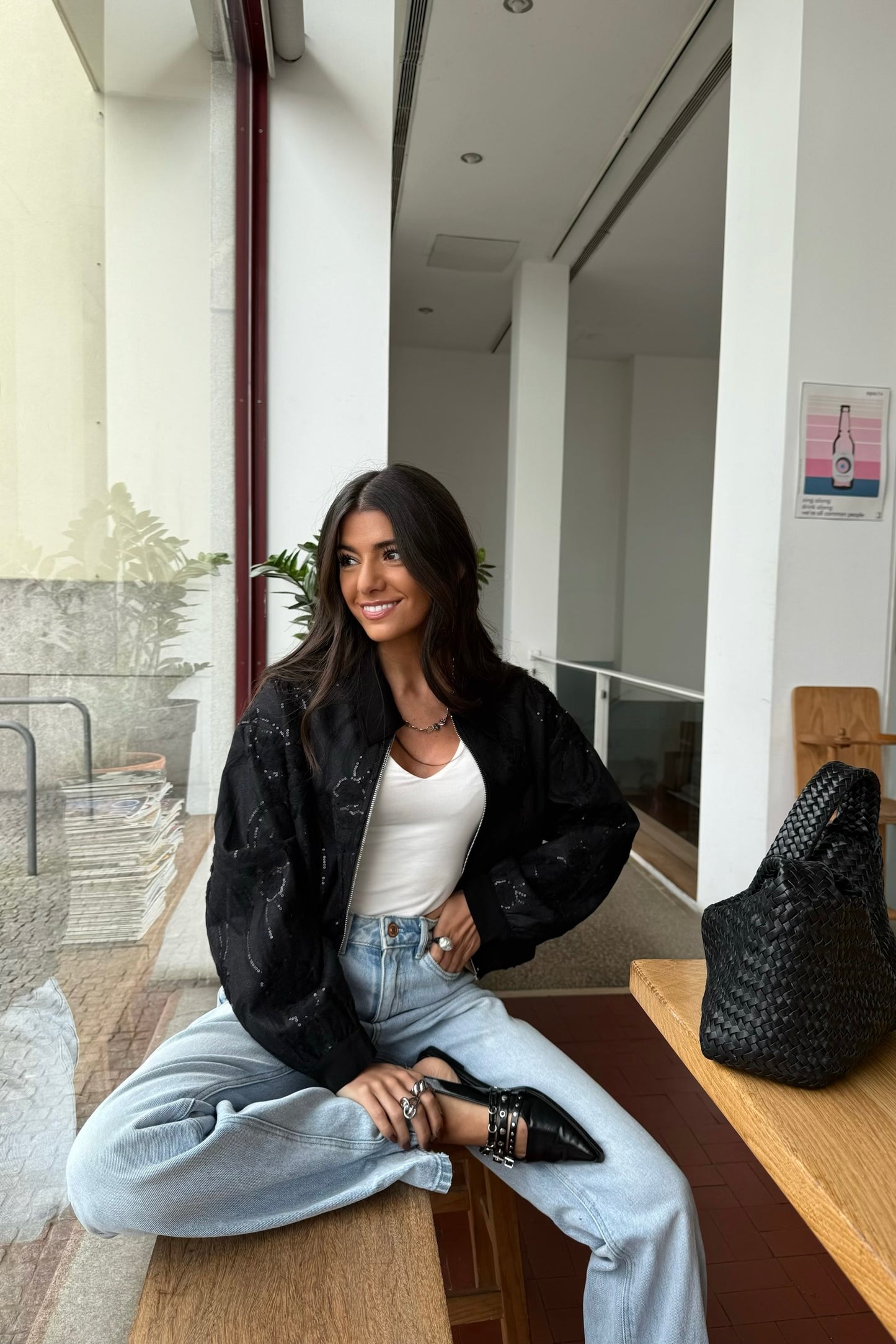Bomber Jacket in Lace and Sequin