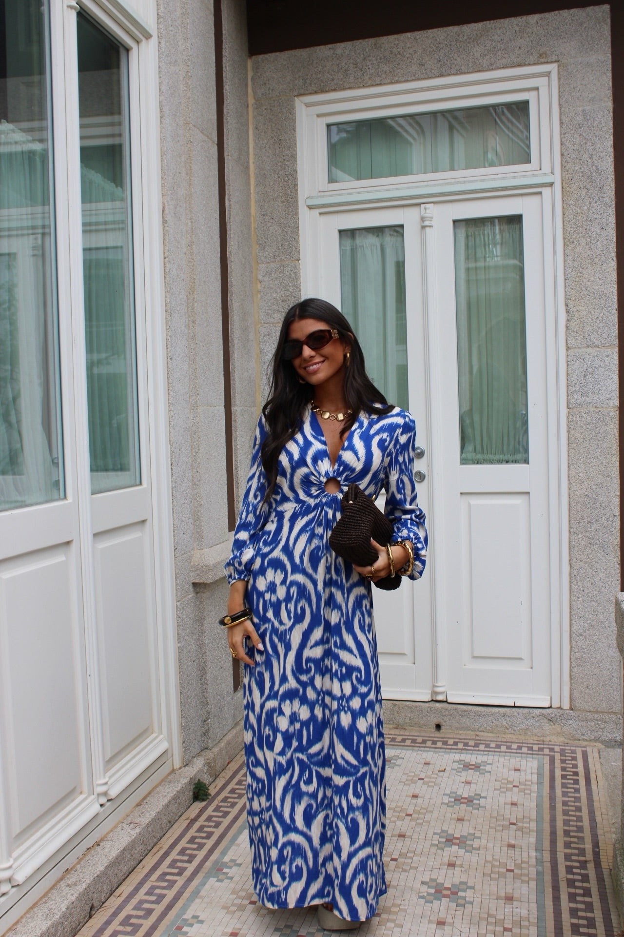 Azure Ikat Maxi Dress