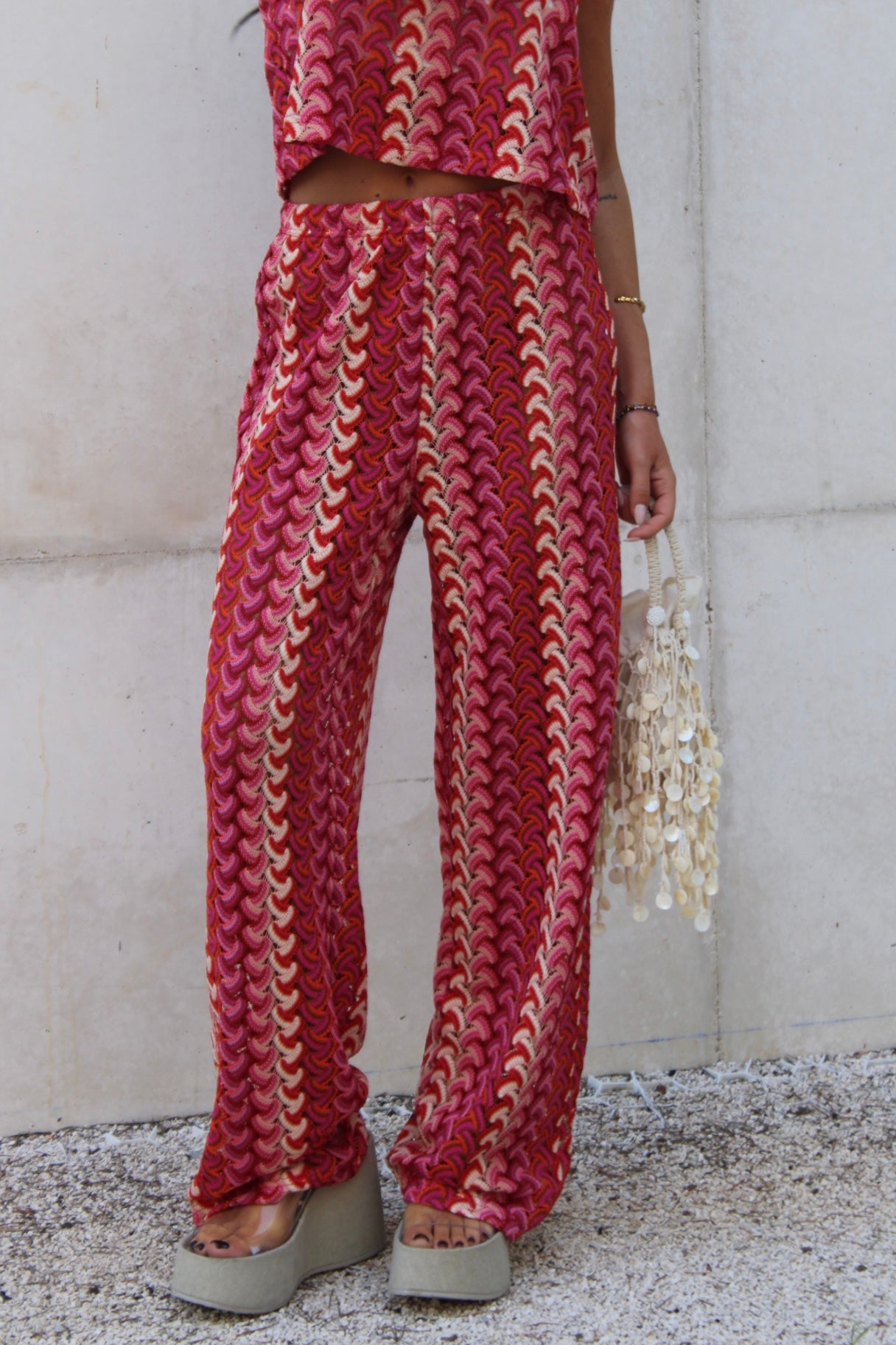 Crochet Set in Vibrant Shades of Orange and Pink