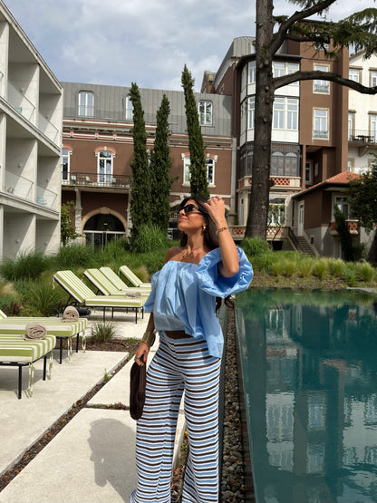 Ocean Striped Crochet Pants