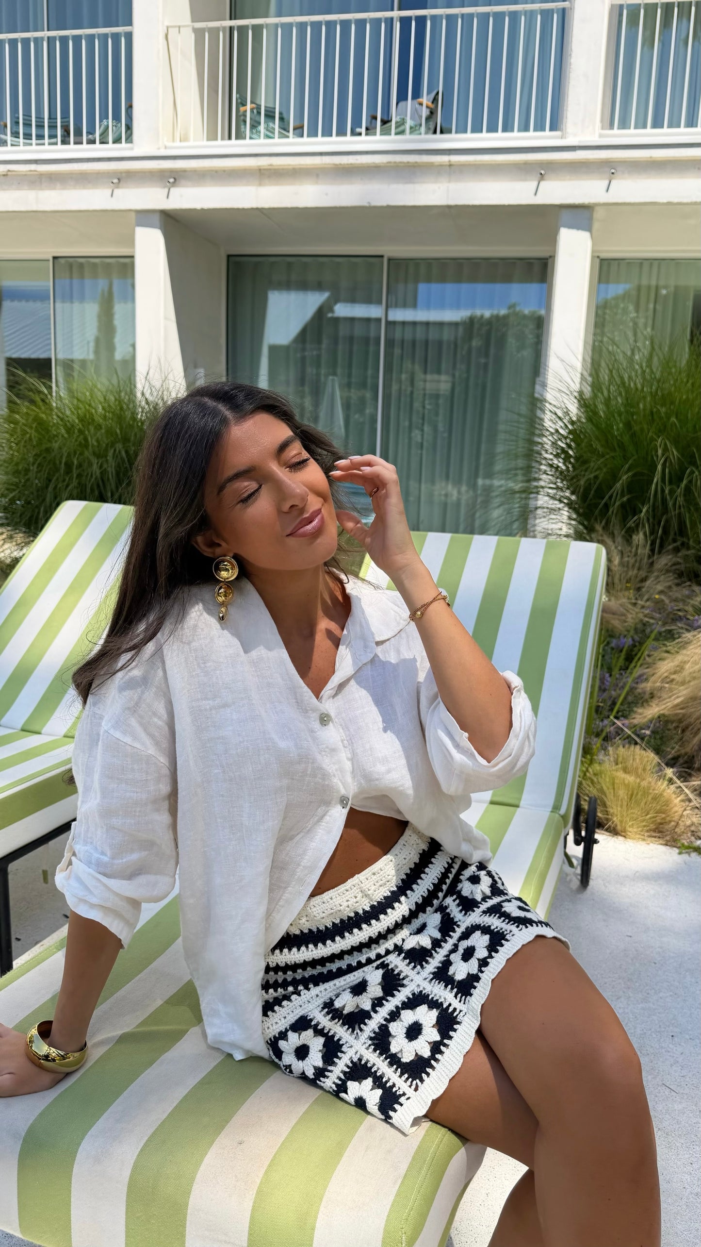 Navy Bloom Crochet Skirt