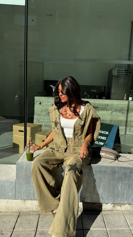Star Studded Tracksuit in Khaki