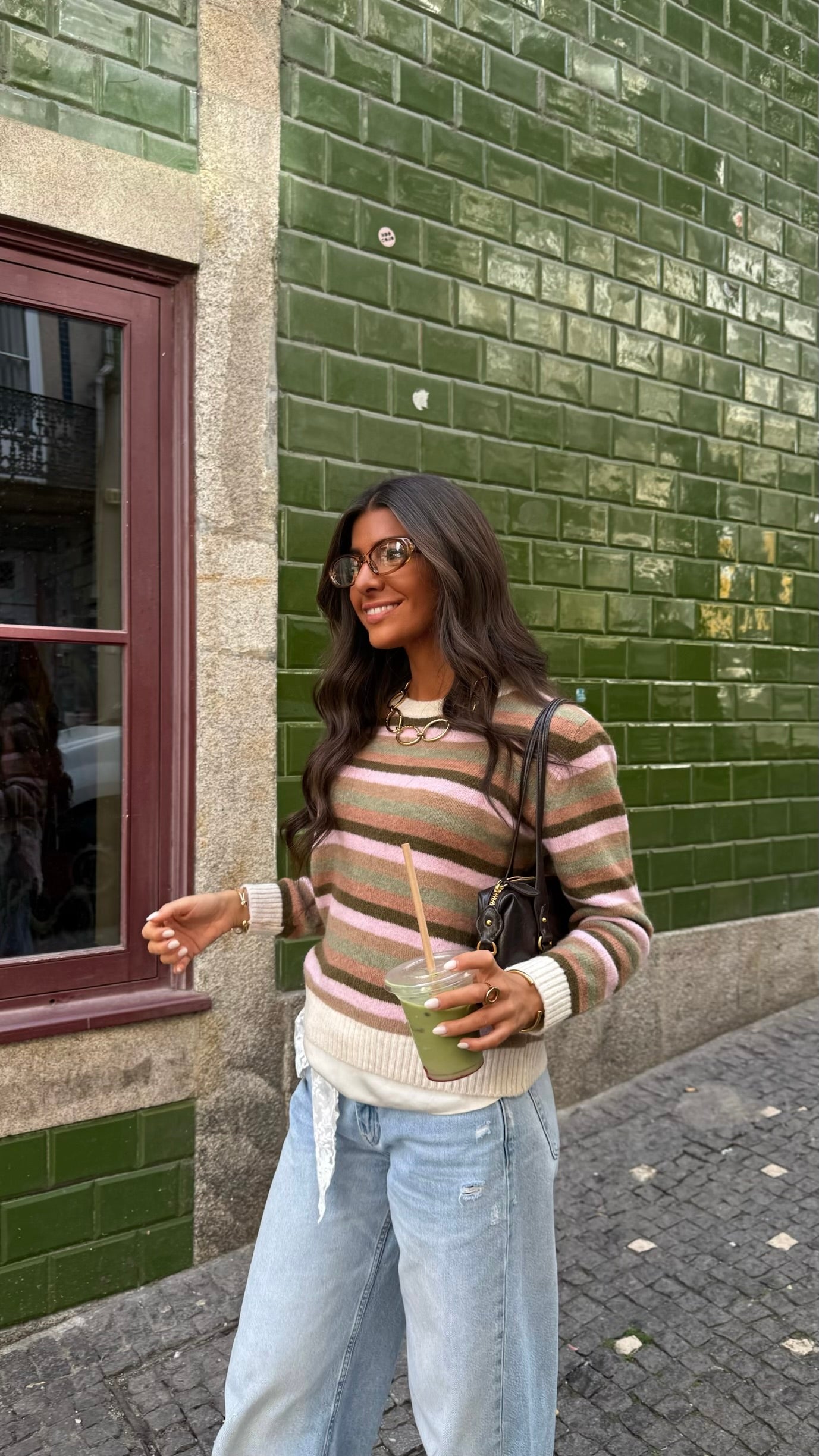 Pastel Striped Sweater in Green & Pink