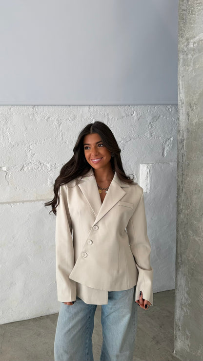 Asymmetric Off White Blazer
