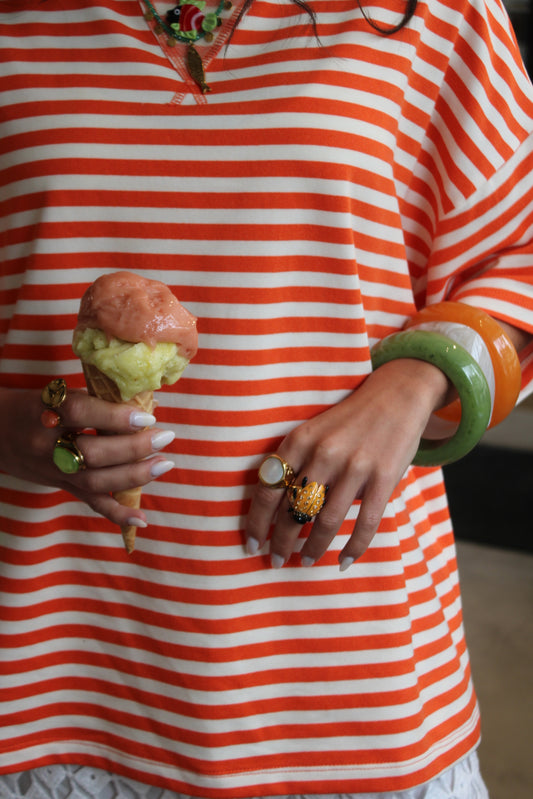 Set Of 3 Bracelets: Orange, Off-White and Green