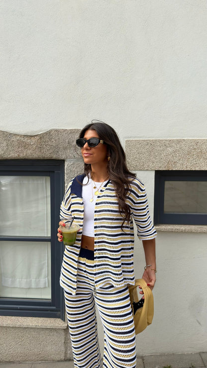 Golden Coast Stripe Crochet Pants