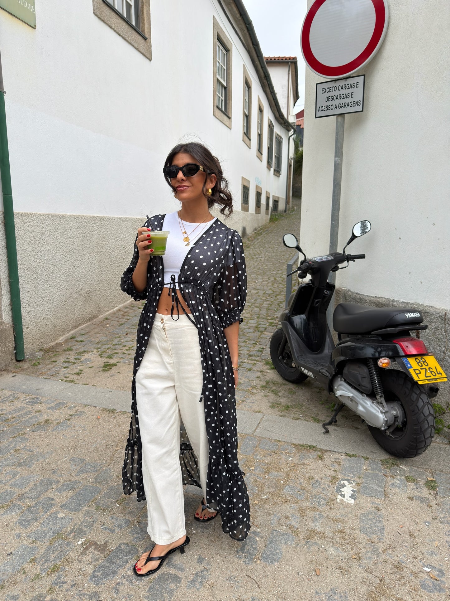 Polka Dot Sheer Maxi Kimono