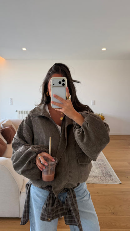 Velvet Bomber Jacket with Lace Details