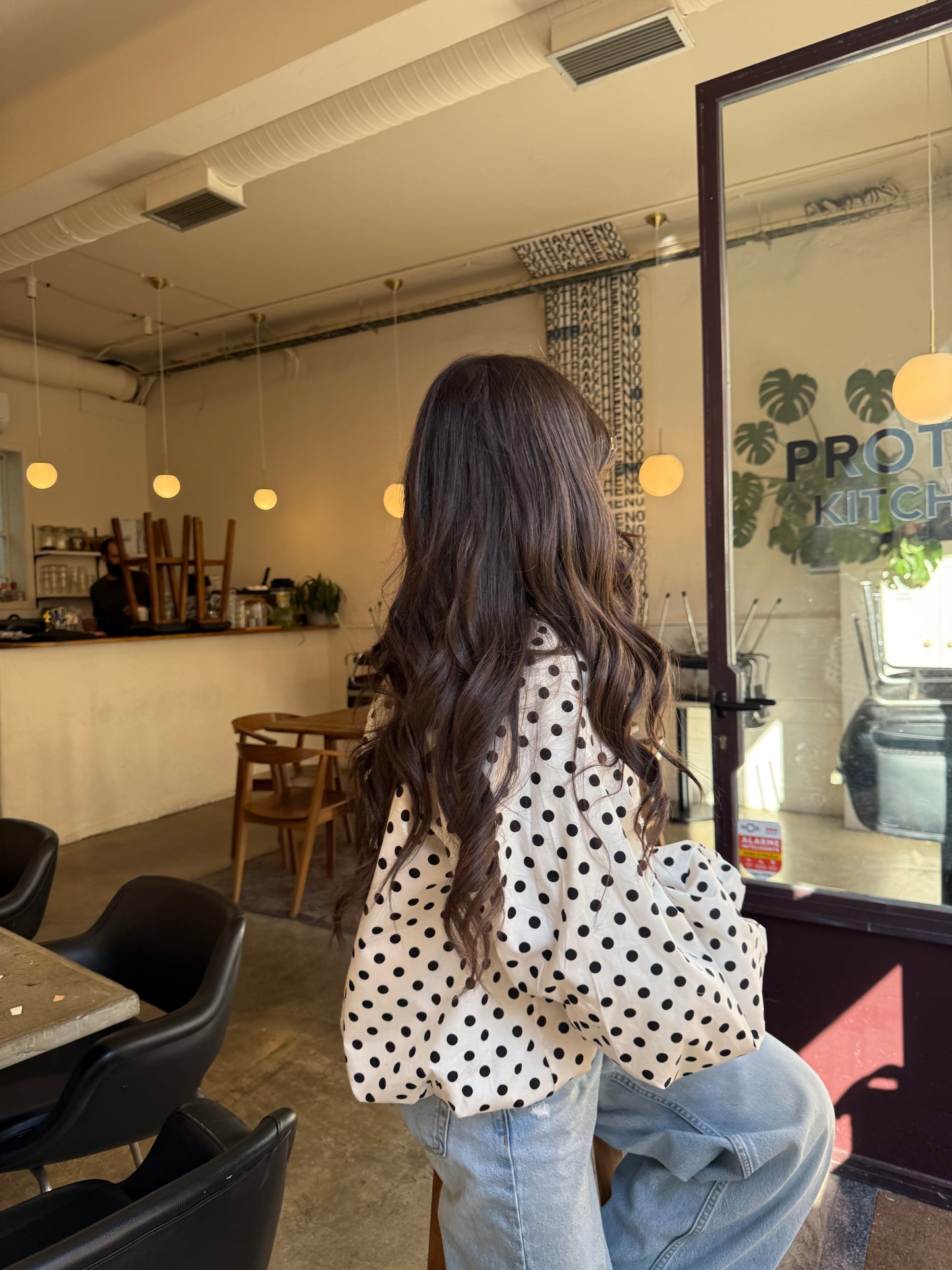 Polka Dot Balloon Blouse in White