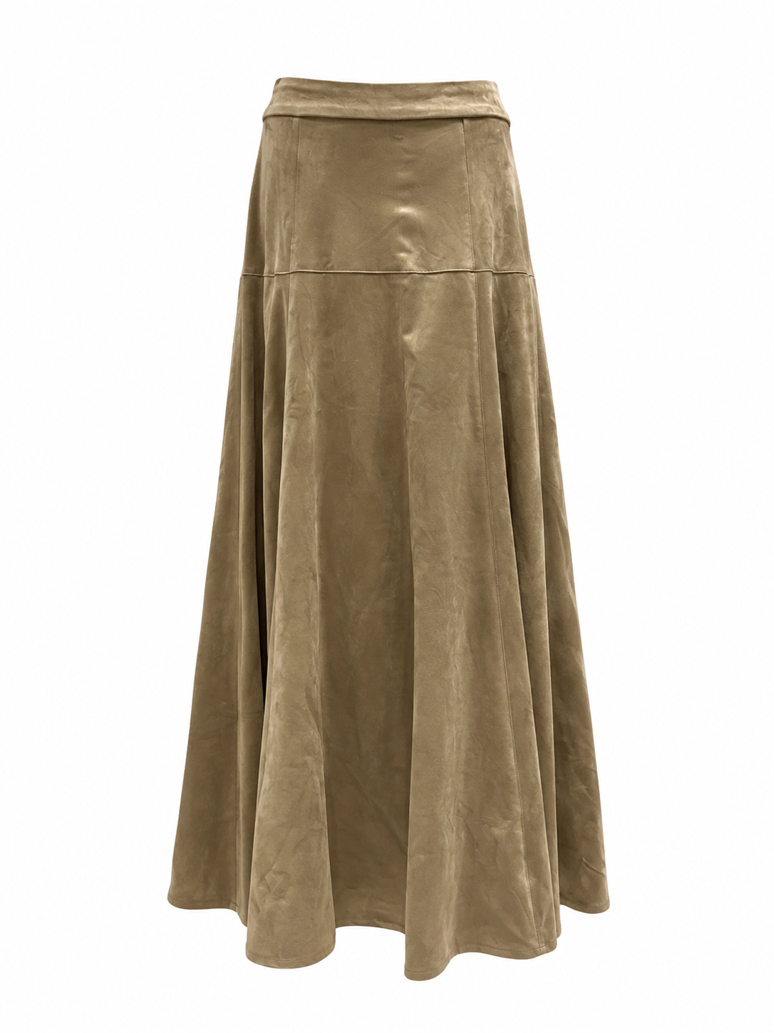 Beige Suede Effect Maxi Skirt