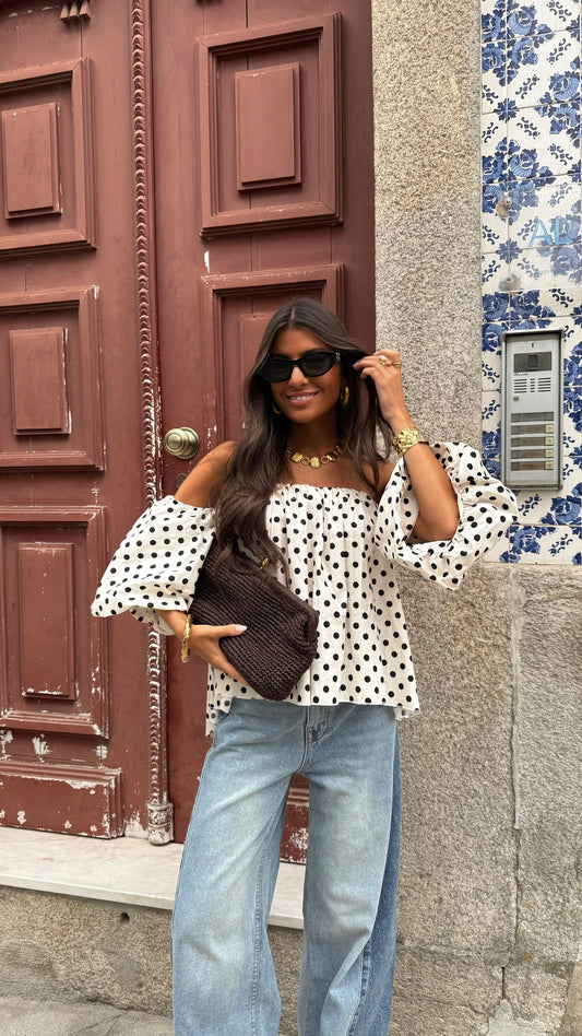 Polka Dot Off-Shoulder Top