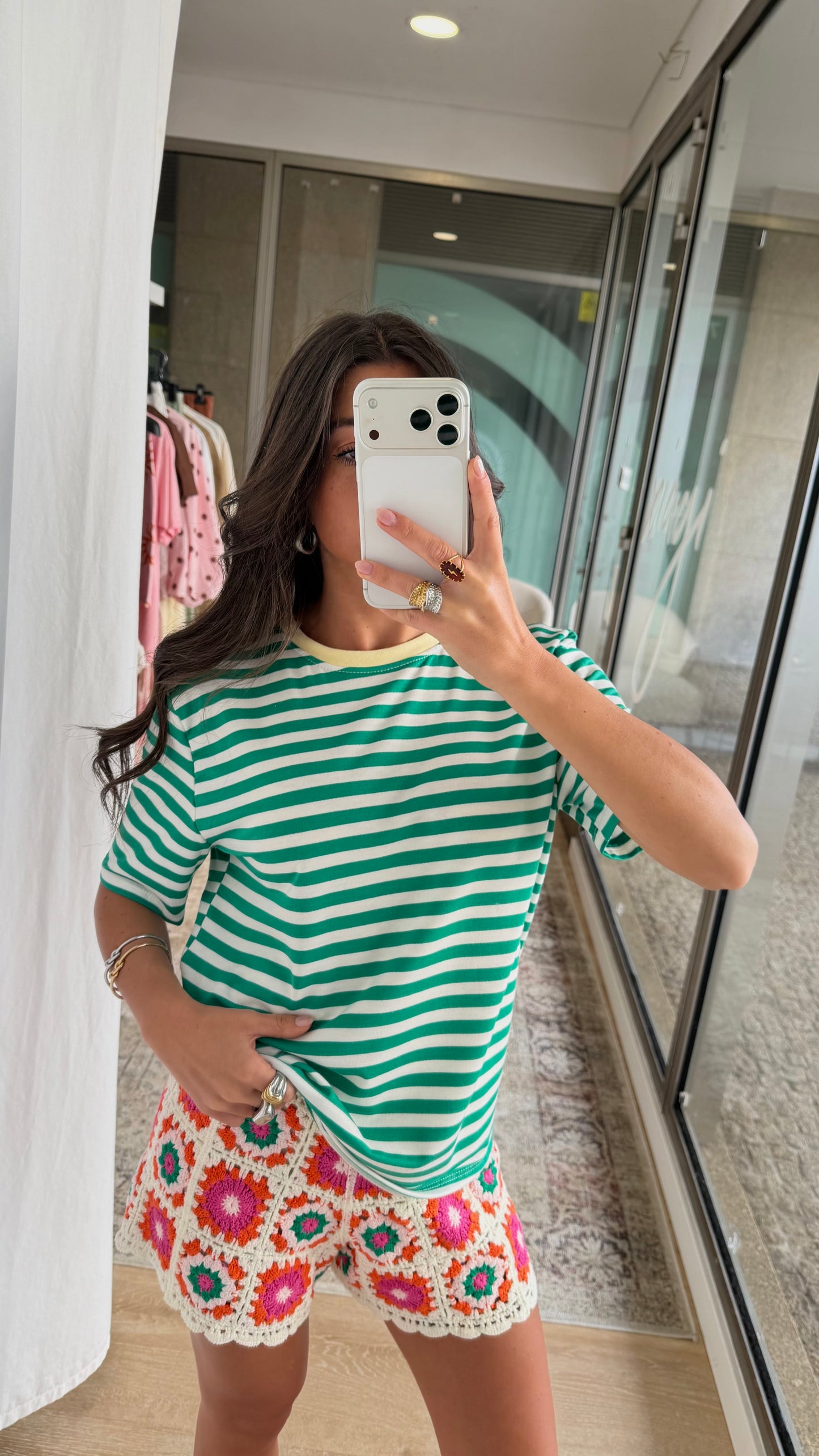 Green & White Striped Tee