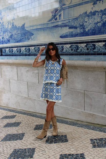 Two-Piece Crochet Set: Top and Skirt