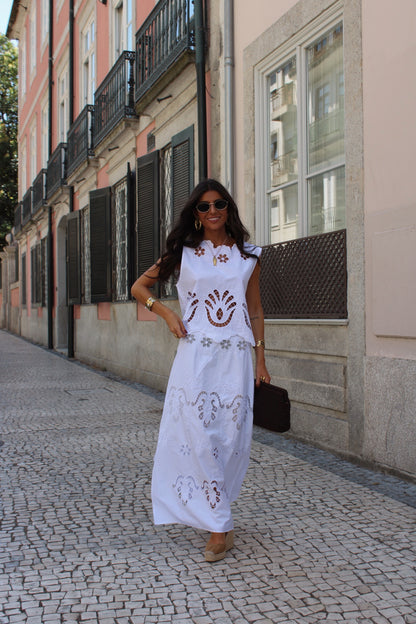 Embroidered Top & Maxi Skirt Set