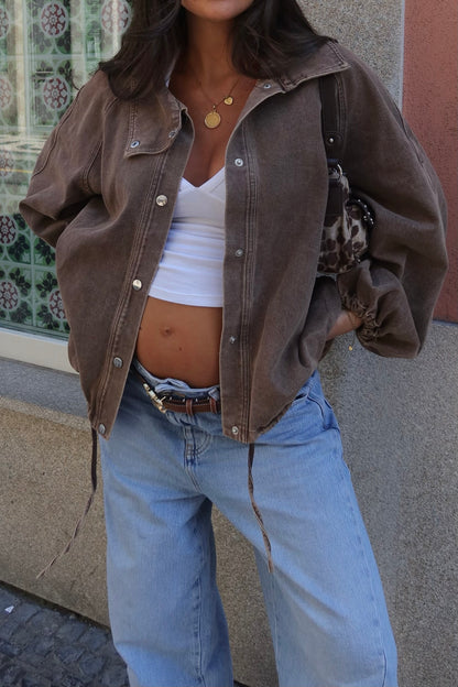 Washed Brown Denim Jacket