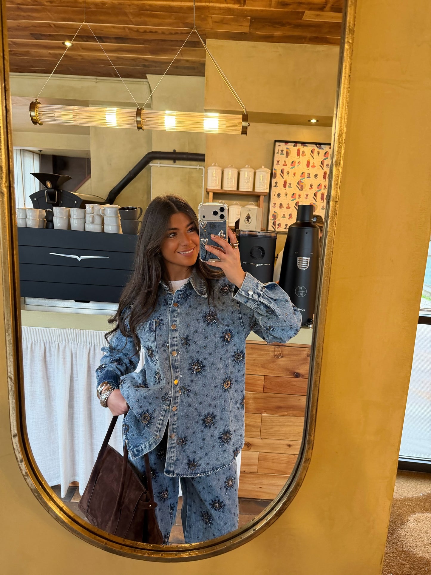 Denim Co-Ord with All-Over Embroidery