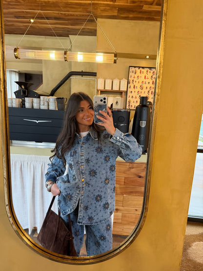 Denim Co-Ord with All-Over Embroidery