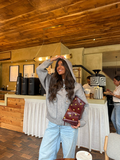 Wool & Cashmere Hooded Jacket in Grey