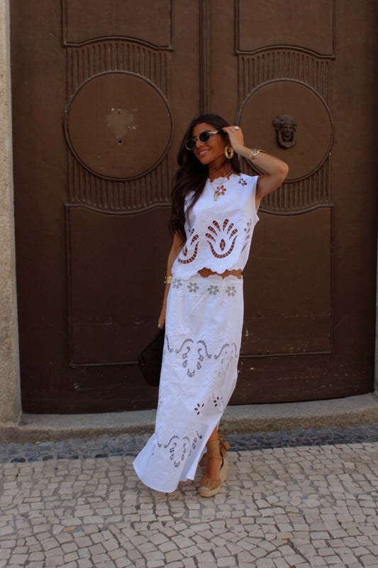 Embroidered Top & Maxi Skirt Set